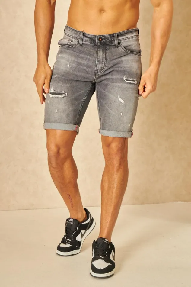 Men Short Gris Dlav Et Dchir Grey Brentiny Paris Shorts