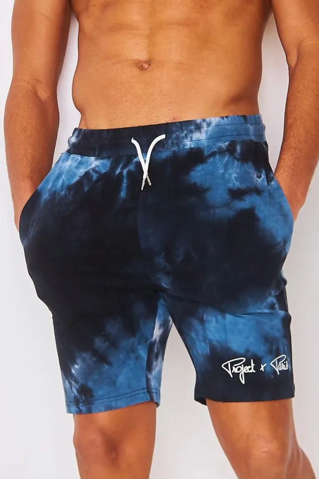 Men Short In Black And Blue Tie And Dye Project X 8211 2140001 Blue Brentiny Paris Shorts Men Short In Black And Blue Tie And Dye Project X 8211 2140001 Blue Brentiny Paris Shorts