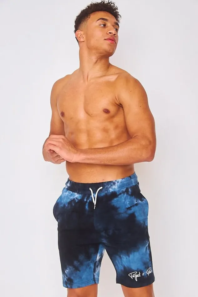 Men Short In Black And Blue Tie And Dye Project X 8211 2140001 Blue Brentiny Paris Shorts