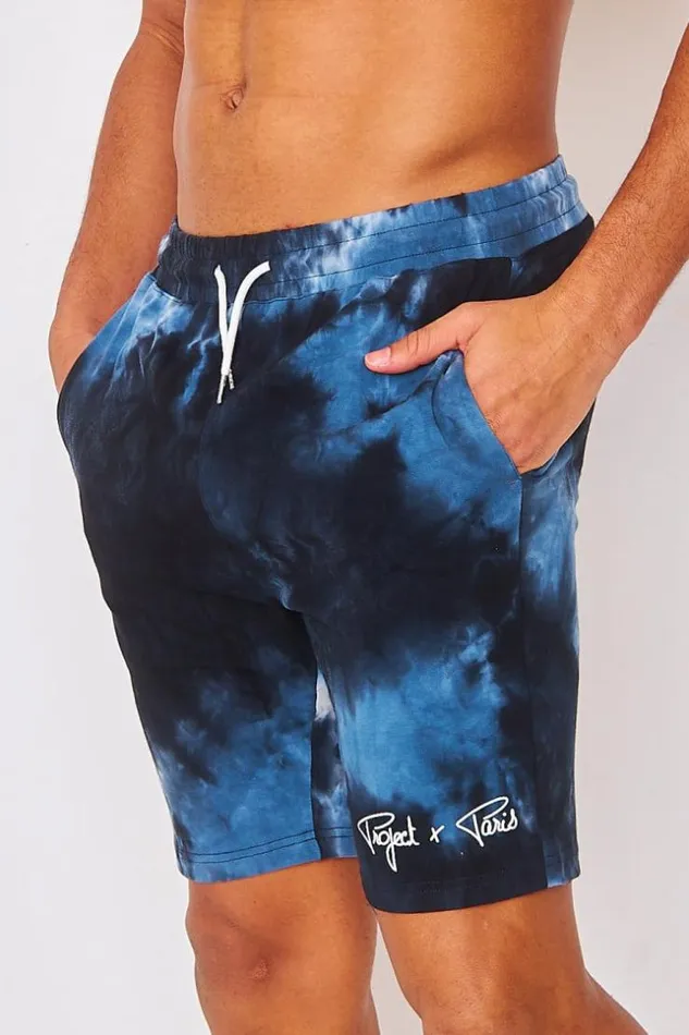 Men Short In Black And Blue Tie And Dye Project X 8211 2140001 Blue Brentiny Paris Shorts