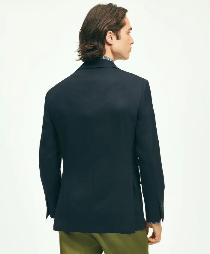 Men Slim Fit Stretch Wool Hopsack Blazer Navy Brooks Brothers Sport Coats and Blazers