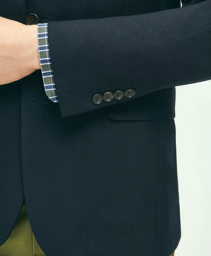 Men Slim Fit Stretch Wool Hopsack Blazer Navy Brooks Brothers Sport Coats and Blazers