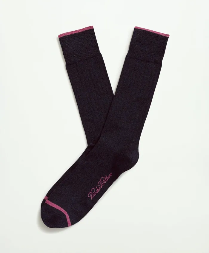 Men Solid Crew Socks Navy Brooks Brothers Sock