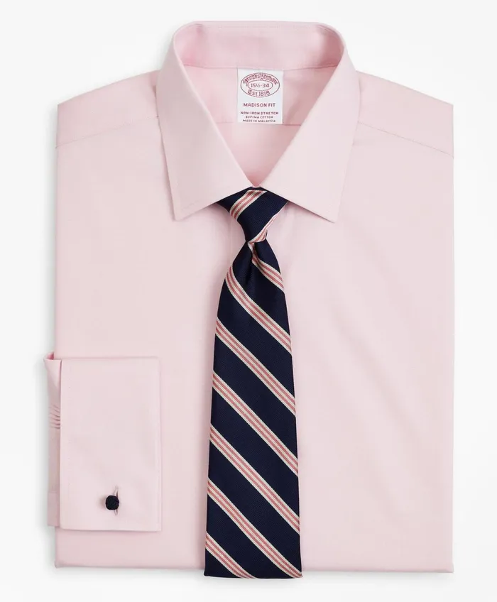Men Stretch Madison RelaxedFit Dress Shirt NonIron Pinpoint Ainsley Collar French Cuff Pink Brooks Brothers Dress Shirts Men Stretch Madison RelaxedFit Dress Shirt NonIron Pinpoint Ainsley Collar French Cuff Pink Brooks Brothers Dress Shirts