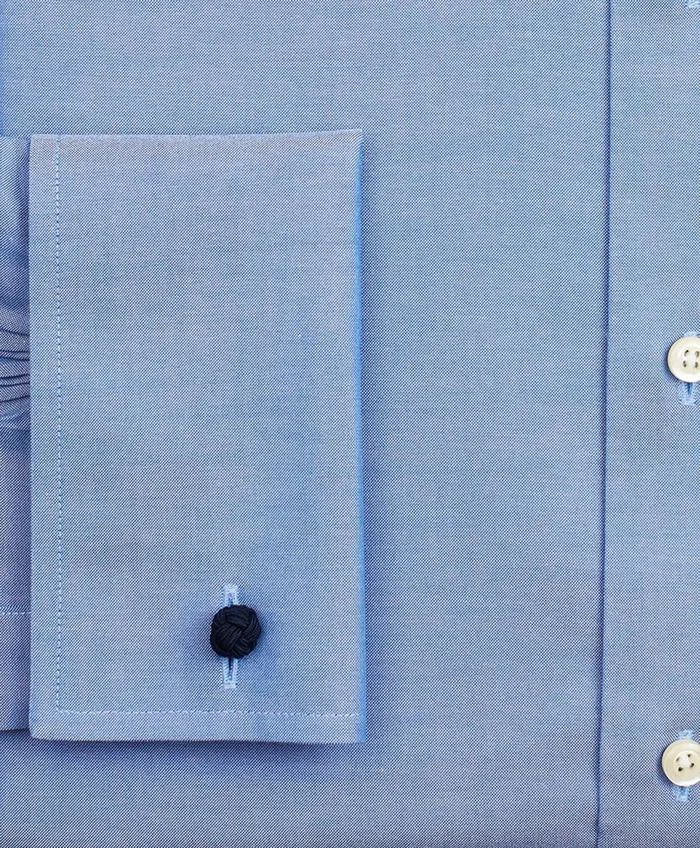 Men Stretch Milano Slim Fit Dress Shirt NonIron Pinpoint Ainsley Collar French Cuff Blue Brooks Brothers Dress Shirts