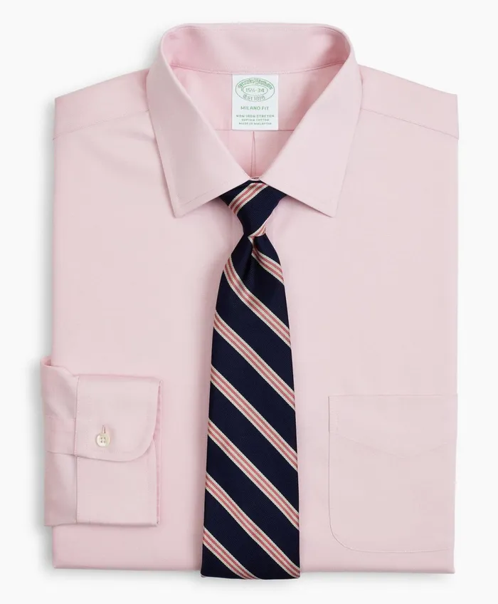 Men Stretch Milano SlimFit Dress Shirt NonIron Pinpoint Ainsley Collar Pink Brooks Brothers Dress Shirts Men Stretch Milano SlimFit Dress Shirt NonIron Pinpoint Ainsley Collar Pink Brooks Brothers Dress Shirts