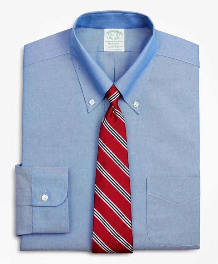 Men Stretch Milano SlimFit Dress Shirt NonIron Pinpoint ButtonDown Collar Blue Brooks Brothers Dress Shirts Men Stretch Milano SlimFit Dress Shirt NonIron Pinpoint ButtonDown Collar Blue Brooks Brothers Dress Shirts
