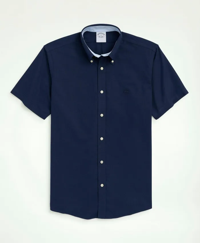 Men Stretch NonIron Oxford ButtonDown Collar ShortSleeve Sport Shirt Navy Brooks Brothers Sport Shirts Men Stretch NonIron Oxford ButtonDown Collar ShortSleeve Sport Shirt Navy Brooks Brothers Sport Shirts
