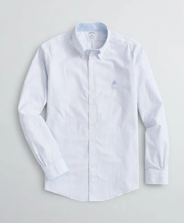 Men Stretch Regent RegularFit Sport Shirt NonIron Bengal Stripe Oxford Vista Blue Brooks Brothers Sport Shirts Men Stretch Regent RegularFit Sport Shirt NonIron Bengal Stripe Oxford Vista Blue Brooks Brothers Sport Shirts