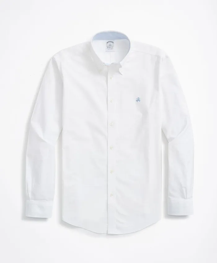 Men Stretch Regent RegularFit Sport Shirt NonIron Oxford White Brooks Brothers Sport Shirts