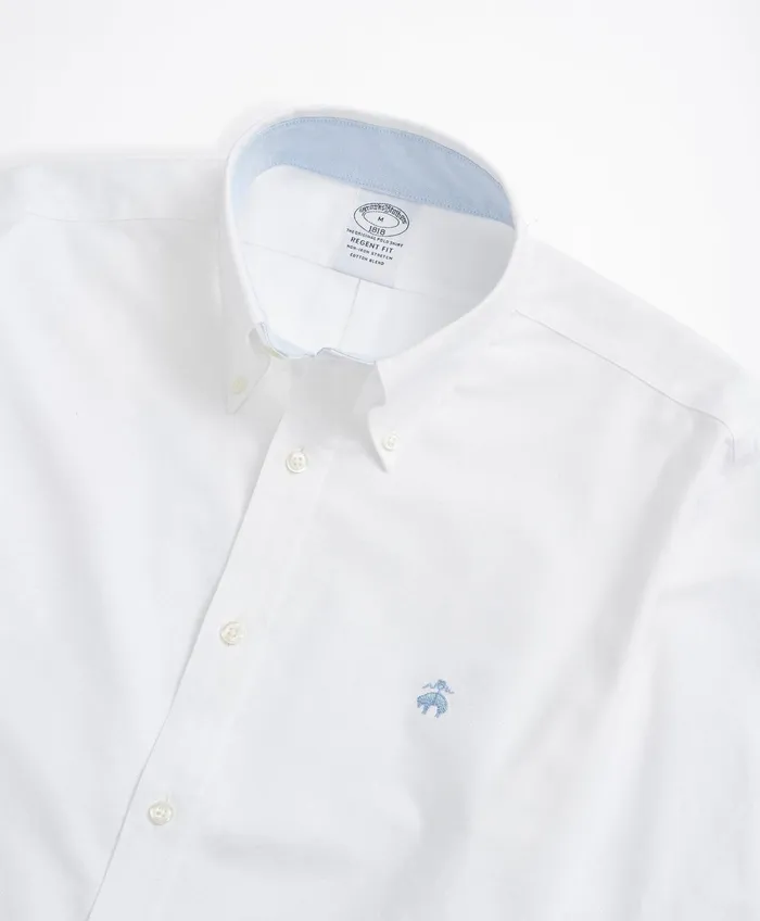 Men Stretch Regent RegularFit Sport Shirt NonIron Oxford White Brooks Brothers Sport Shirts