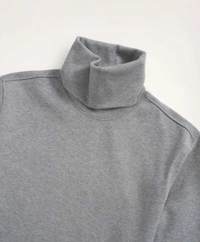Men Stretch Supima Cotton Turtleneck Medium Grey Heather Brooks Brothers TShirts and Sweats