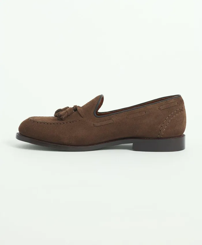 Men Suede Tassel Loafers Brown Brooks Brothers Shoes