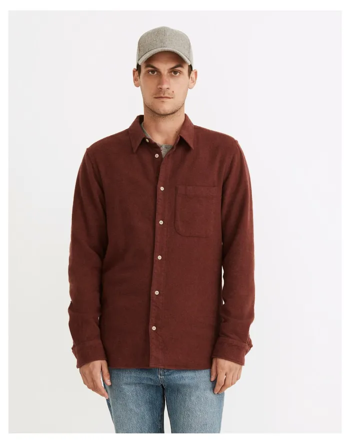 Men Sunday Flannel Perfect Long Sleeve Shirt Dark Cabernet Madewell Shirts