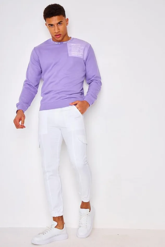 Men Sweatshirt In Plain Purple Project X 8211 2120112 Purple Brentiny Paris Sweatshirts and Pullovers