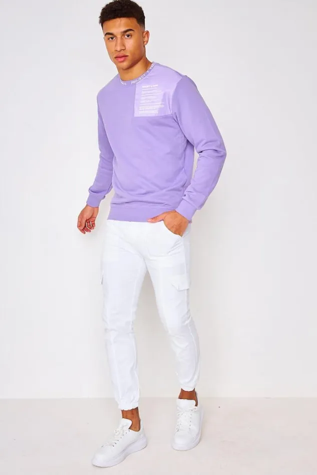 Men Sweatshirt In Plain Purple Project X 8211 2120112 Purple Brentiny Paris Sweatshirts and Pullovers