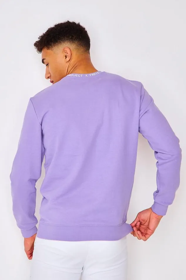 Men Sweatshirt In Plain Purple Project X 8211 2120112 Purple Brentiny Paris Sweatshirts and Pullovers
