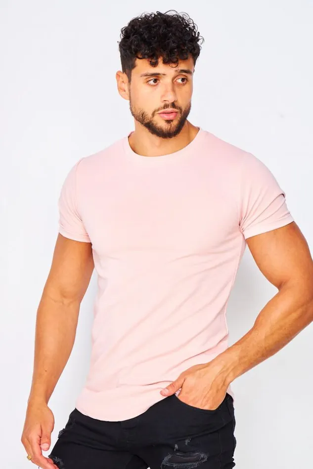Men TShirt In Plain Pink Lightpink Brentiny Paris TShirts