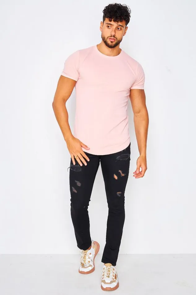 Men TShirt In Plain Pink Lightpink Brentiny Paris TShirts