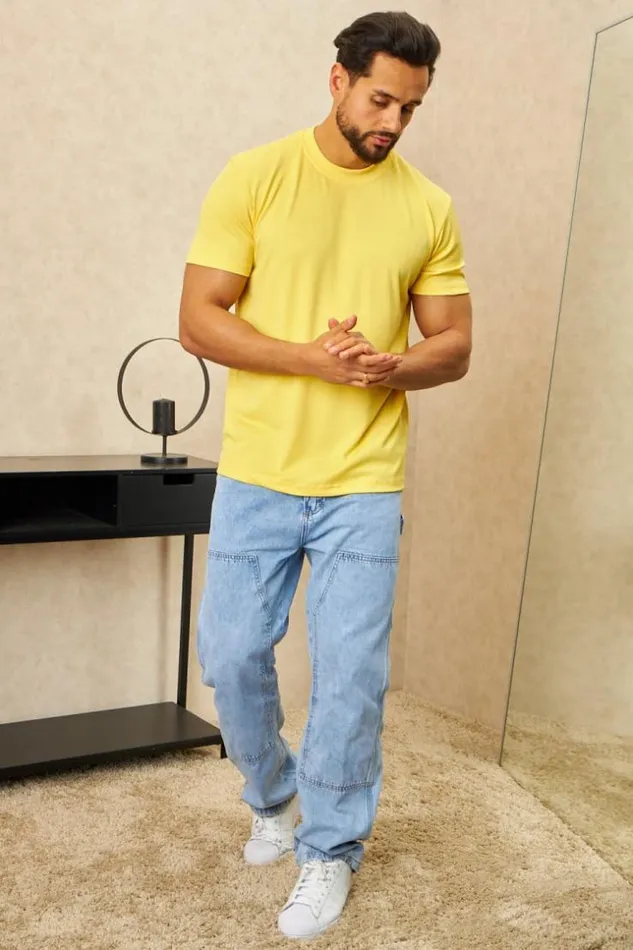 Men TShirt Jaune Ctel Manches Courtes Yellow Brentiny Paris TShirts