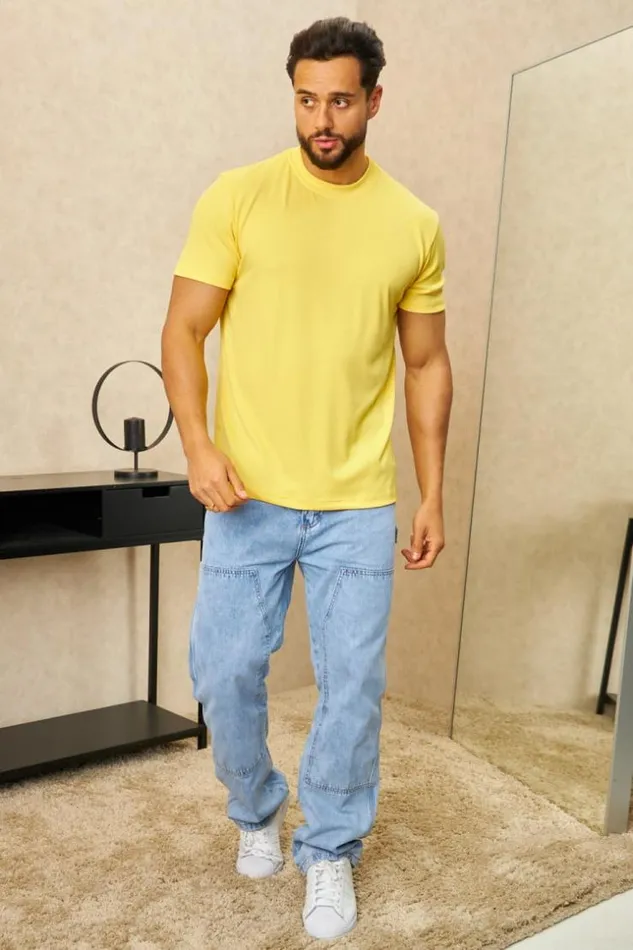 Men TShirt Jaune Ctel Manches Courtes Yellow Brentiny Paris TShirts