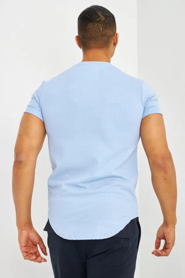 Men TShirt Motif Relief Bleu Ciel Manches Courtes Revers Bleuclair Brentiny Paris TShirts Men TShirt Motif Relief Bleu Ciel Manches Courtes Revers Bleuclair Brentiny Paris TShirts