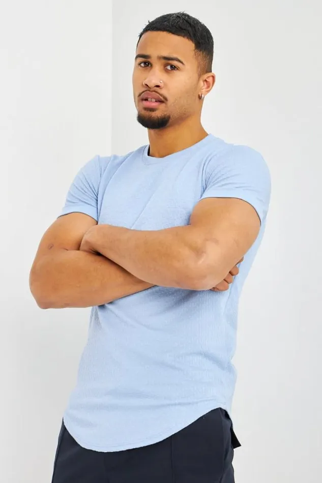 Men TShirt Motif Relief Bleu Ciel Manches Courtes Revers Bleuclair Brentiny Paris TShirts Men TShirt Motif Relief Bleu Ciel Manches Courtes Revers Bleuclair Brentiny Paris TShirts