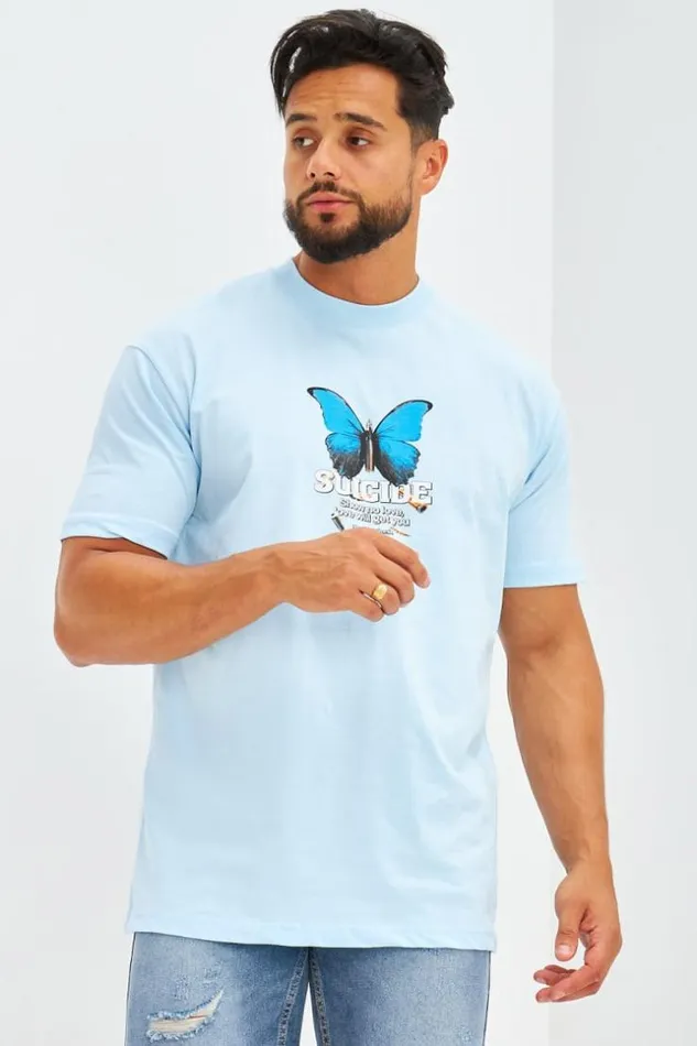 Men TShirt Oversize Floqu Suicide Bleu Clair Bleuclair Brentiny Paris TShirts