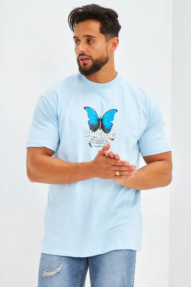 Men TShirt Oversize Floqu Suicide Bleu Clair Bleuclair Brentiny Paris TShirts Men TShirt Oversize Floqu Suicide Bleu Clair Bleuclair Brentiny Paris TShirts