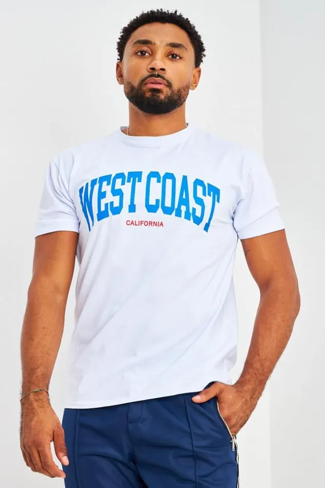 Men TShirt Oversize Westcoast 2pac Blanc White Brentiny Paris TShirts