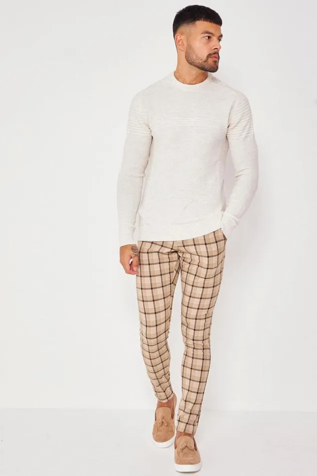 Men Textured Knit Jumper With Crew Neck In Beige Beige Brentiny Paris Sweatshirts and Pullovers Men Textured Knit Jumper With Crew Neck In Beige Beige Brentiny Paris Sweatshirts and Pullovers