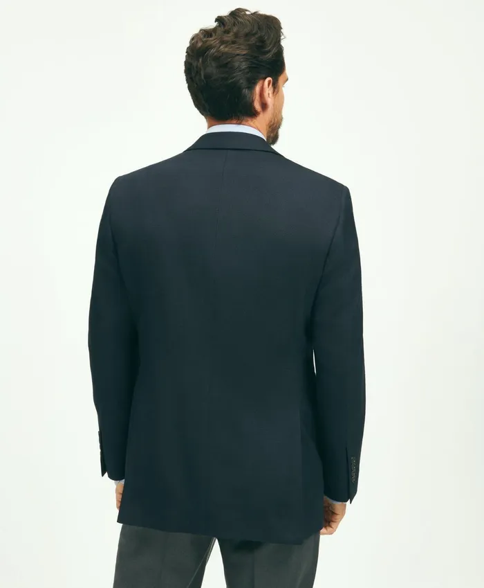 Men Traditional Fit Stretch Wool Hopsack Blazer Navy Brooks Brothers Sport Coats and Blazers