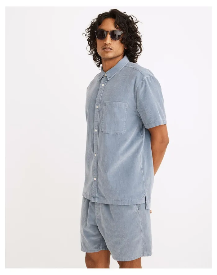 Men Variegated Corduroy Easy Short Sleeve Shirt Teapot Blue Madewell Shirts Men Variegated Corduroy Easy Short Sleeve Shirt Teapot Blue Madewell Shirts