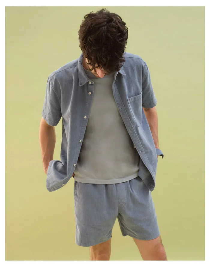 Men Variegated Corduroy Easy Short Sleeve Shirt Teapot Blue Madewell Shirts Men Variegated Corduroy Easy Short Sleeve Shirt Teapot Blue Madewell Shirts