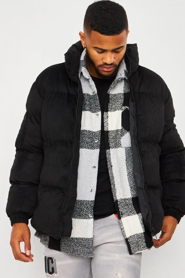 Men Velour Puffer Jacket In Black Black Brentiny Paris Parkas And Down Jackets