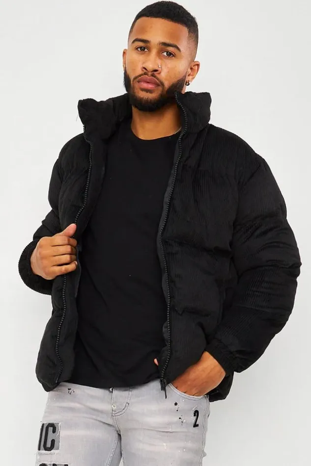 Men Velour Puffer Jacket In Black Black Brentiny Paris Parkas And Down Jackets