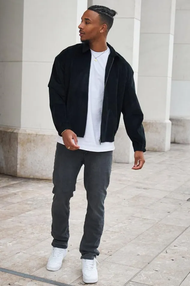 Men Veste En Velours Ctel Noire Black Brentiny Paris Jackets