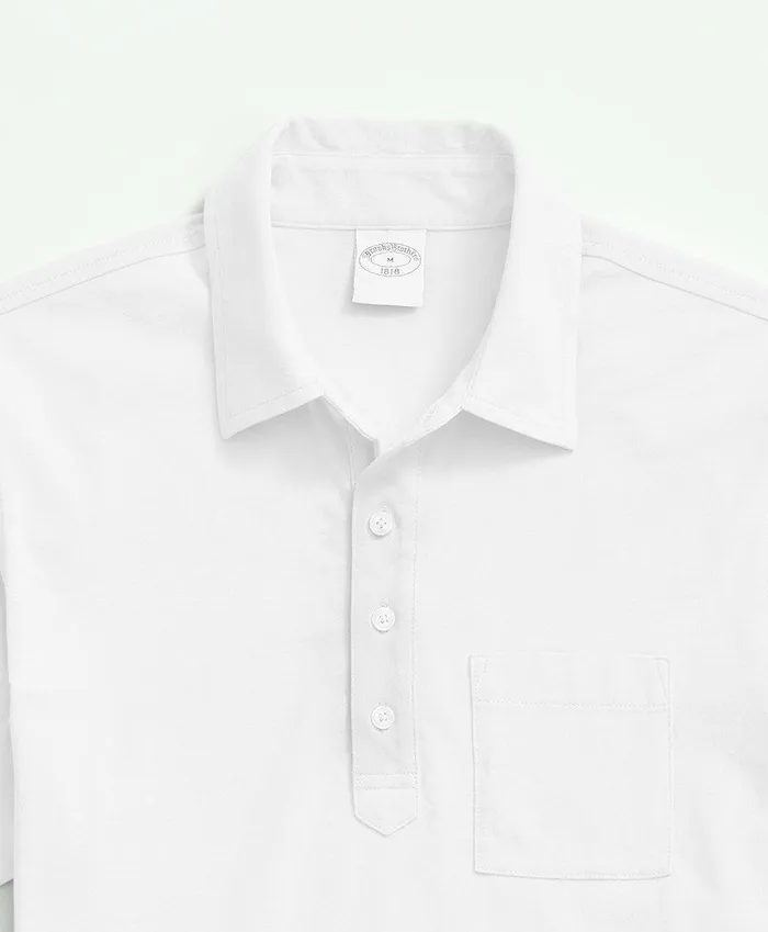 Men Washed Cotton Jersey Polo Shirt White Brooks Brothers Polo and Rugby Shirts
