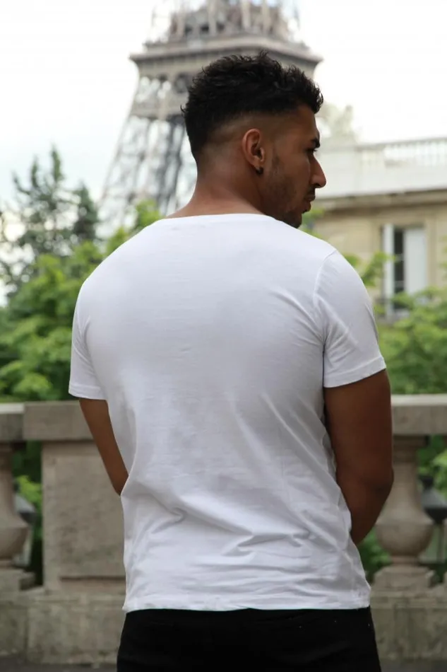 Men White TShirt With 034King034 Patch White Brentiny Paris TShirts