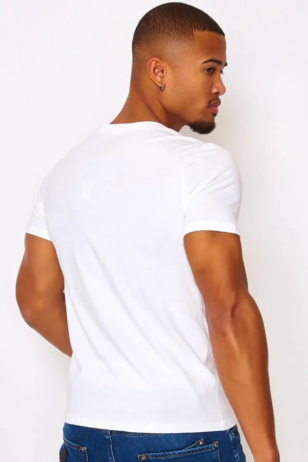 Men White TShirt With A Multicoloured BrentinyLogo Embroidery White Brentiny Paris TShirts