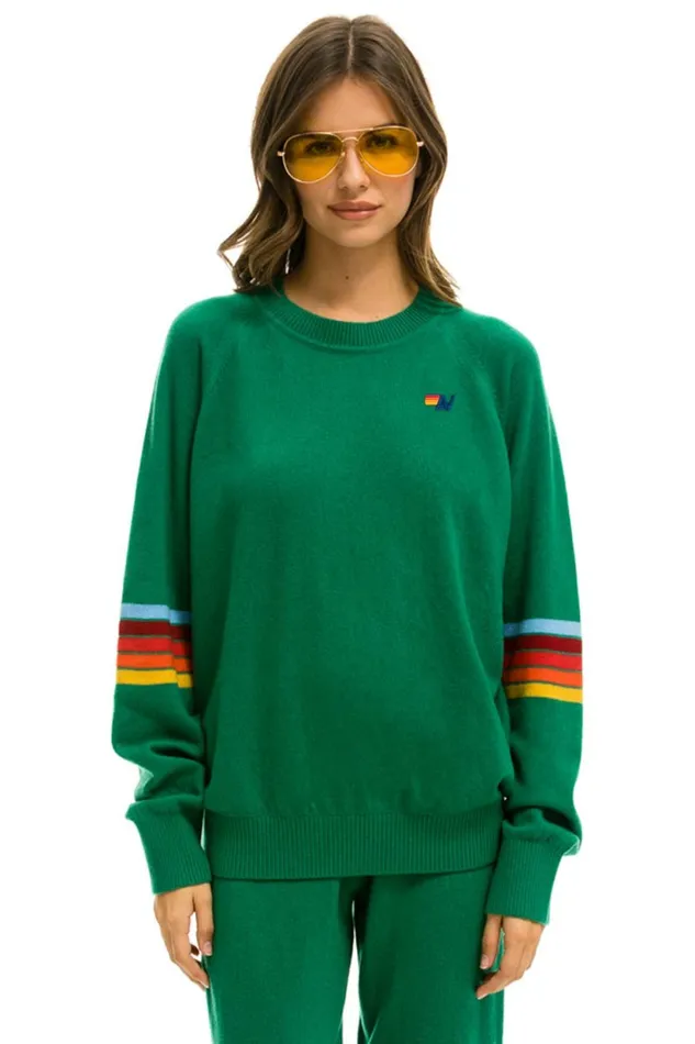 MenWomen RAINBOW STRIPE SLEEVE UNISEX CASHMERE LIGHT SWEATER 8211 AMAZON Aviator Nation