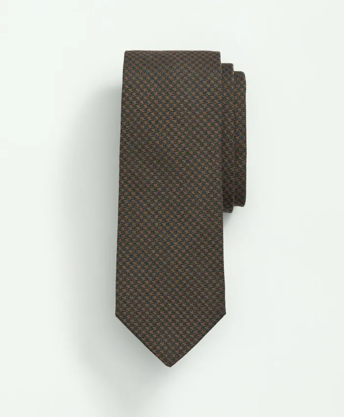 Men Wool Silk Houndstooth Tie Olivebrown Brooks Brothers Ties and Pocket Squares