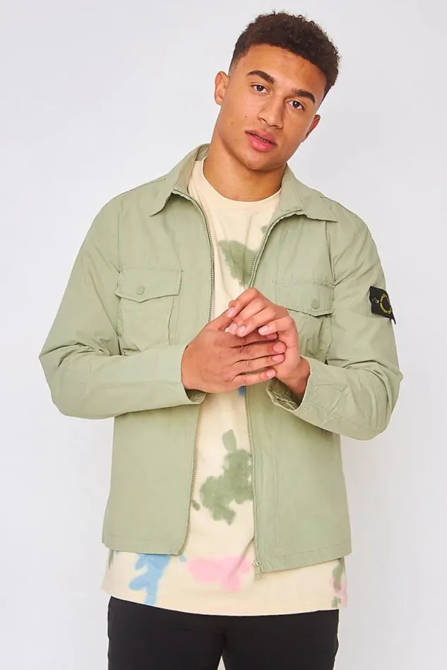 Men Zipped Overshirt In Green Green Brentiny Paris Shirts