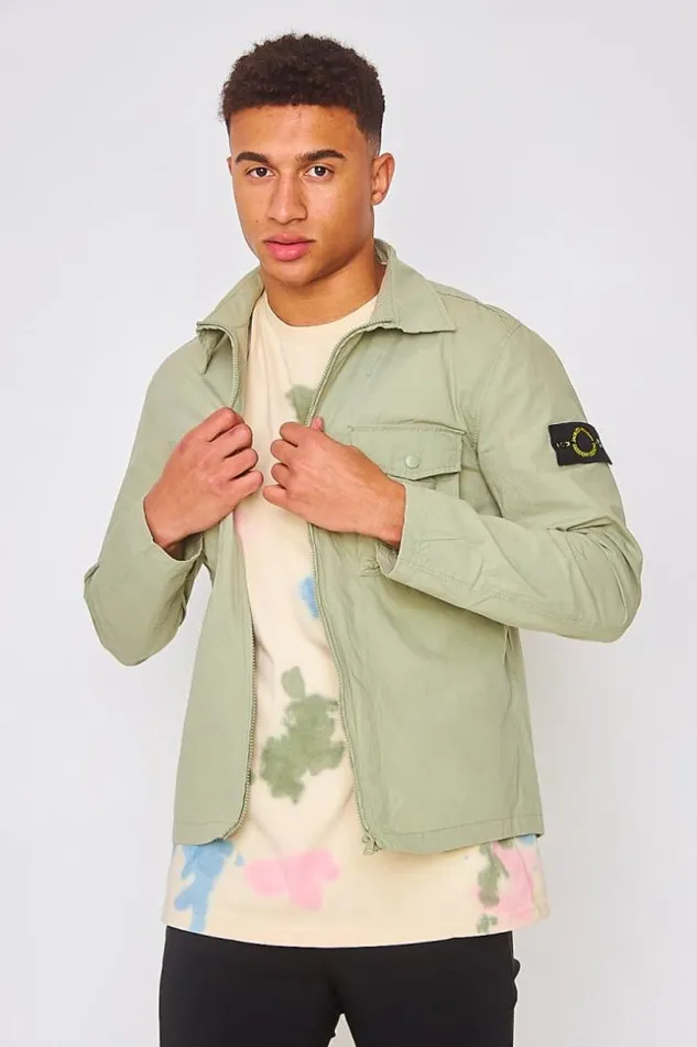 Men Zipped Overshirt In Green Green Brentiny Paris Shirts