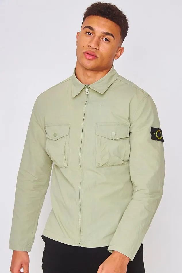 Men Zipped Overshirt In Green Green Brentiny Paris Shirts