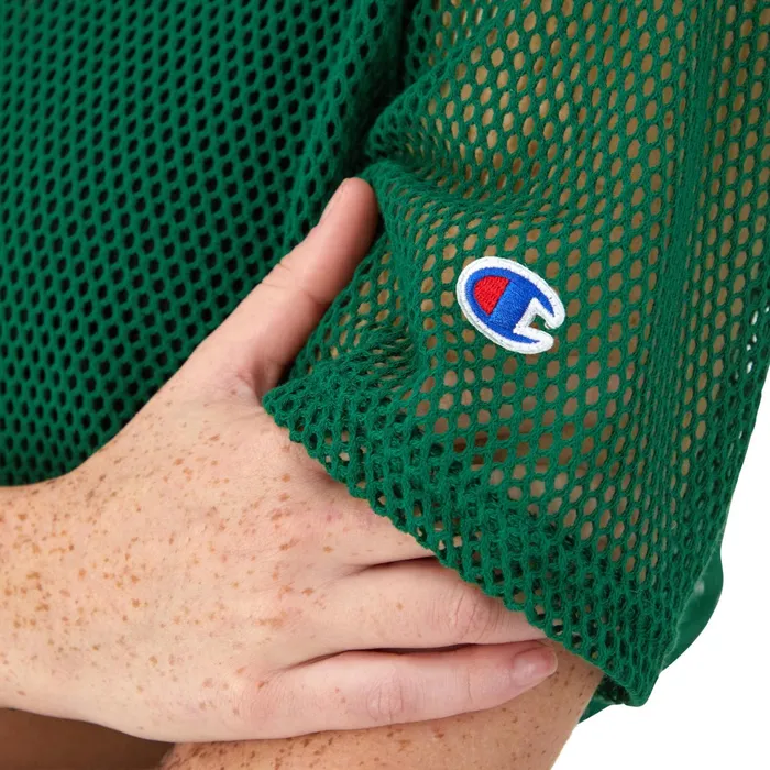 Mesh Shirt Cropped C Logo Athletic Dark Green Women Champion TShirts and Tops