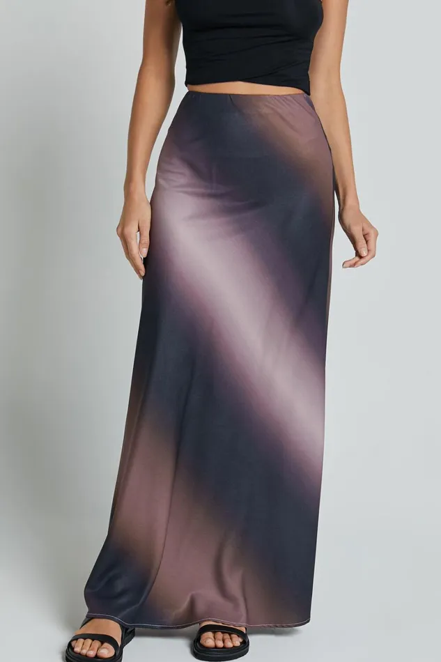 Michaela Maxi Skirt 8211 High Waisted Slip Satin Skirt In Dusk Ombre Women Showpo Skirts