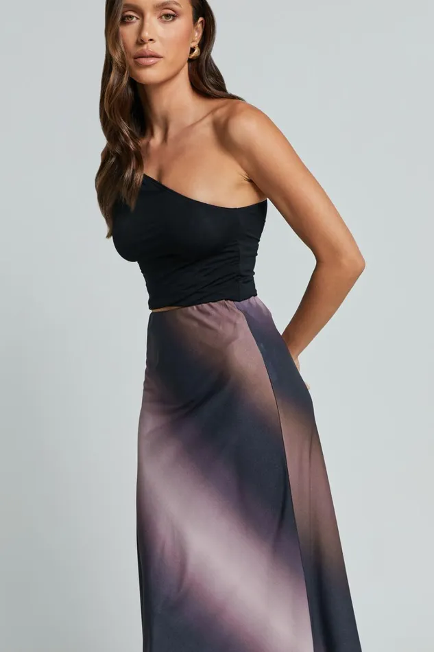 Michaela Maxi Skirt 8211 High Waisted Slip Satin Skirt In Dusk Ombre Women Showpo Skirts