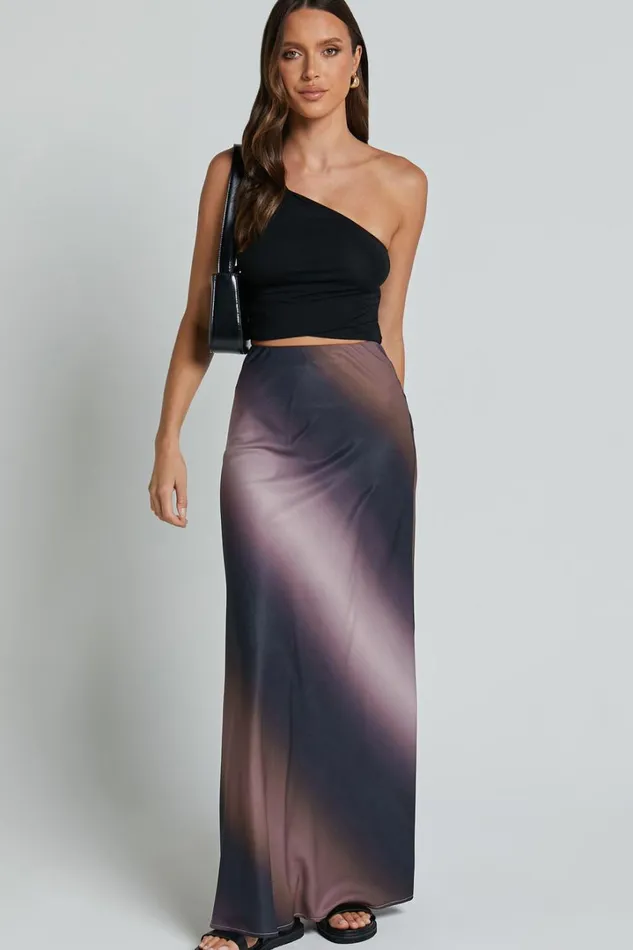 Michaela Maxi Skirt 8211 High Waisted Slip Satin Skirt In Dusk Ombre Women Showpo Skirts