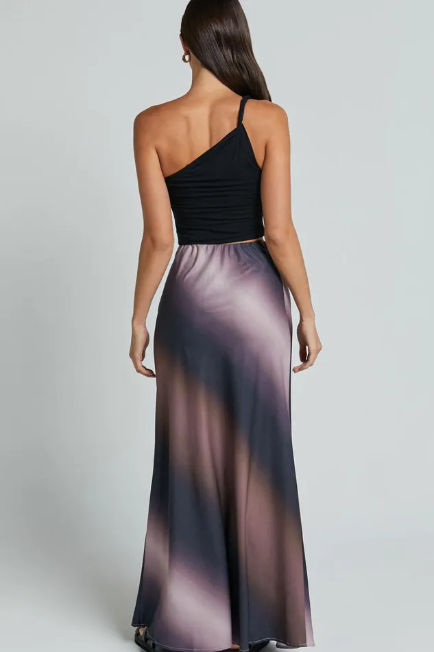 Michaela Maxi Skirt 8211 High Waisted Slip Satin Skirt In Dusk Ombre Women Showpo Skirts